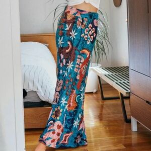 Farm Rio x Anthropologie Gabriela maxi skirt textured stretch vibrant fabric M